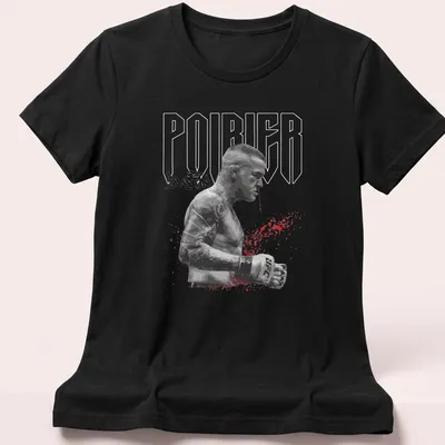 Grunge style Dustin Poirier MMA shirt featuring bold text and intense graphics. — printed on a women's shirt