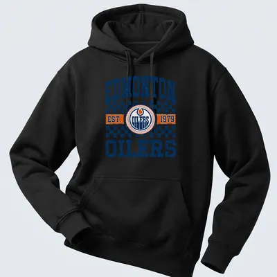 Edmonton Oilers established 1979 t-shirt in retro distressed style — printed on a unisex hoodie