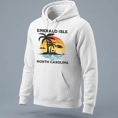 Illustration of lush green hills and sparkling waters representing Ireland — printed on a unisex hoodie