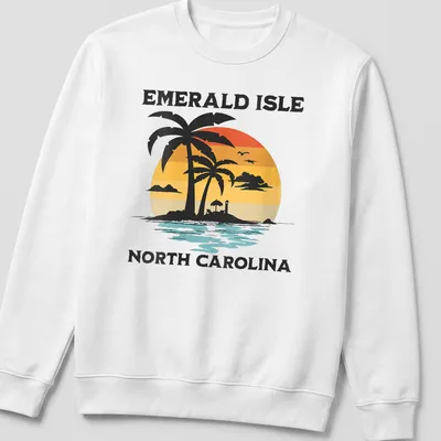Illustration of lush green hills and sparkling waters representing Ireland — printed on a unisex sweatshirt