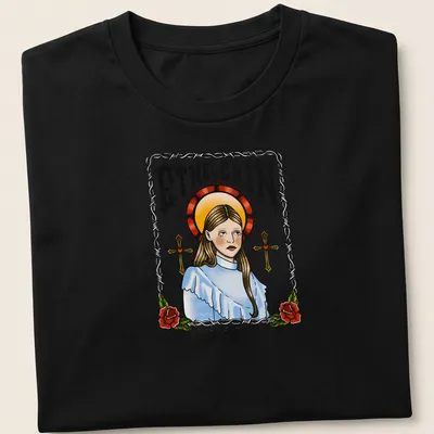 Illustrative design featuring Ethel Cain surrounded by roses in colorful detail