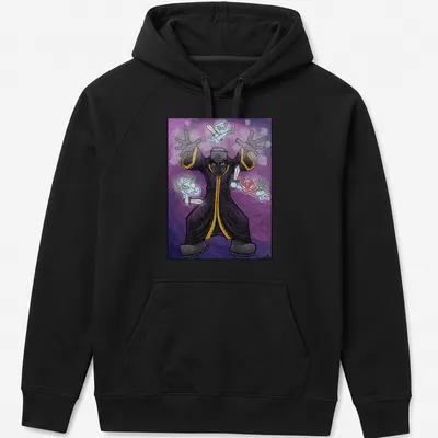 Cartoon Evoker casting spells with colorful details on — printed on a unisex hoodie