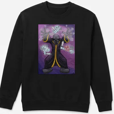 Cartoon Evoker casting spells with colorful details on — printed on a unisex sweatshirt