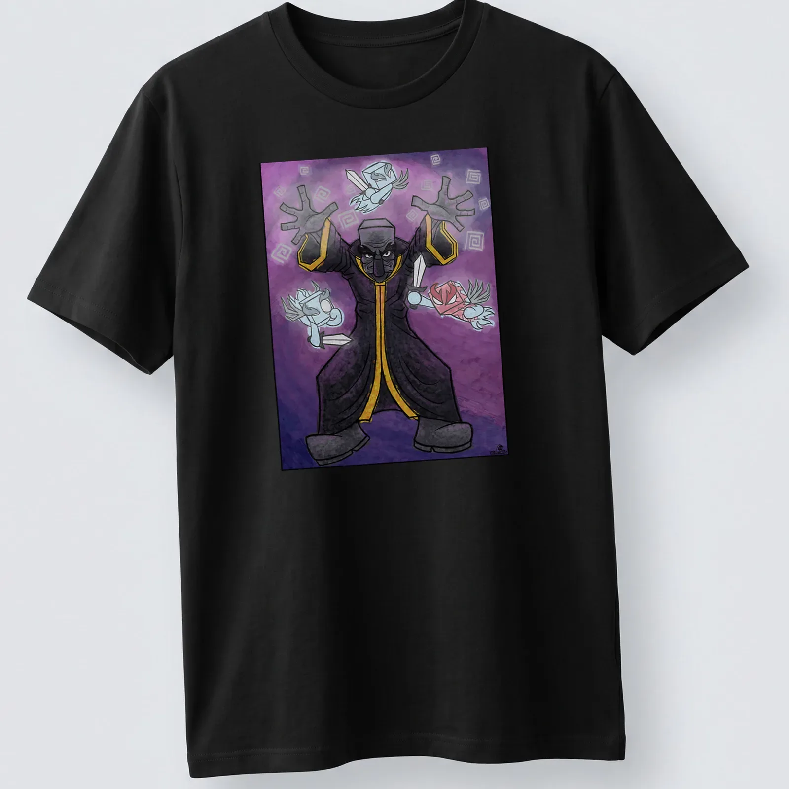 Cartoon Evoker casting spells with colorful details on — printed on a unisex t-shirt