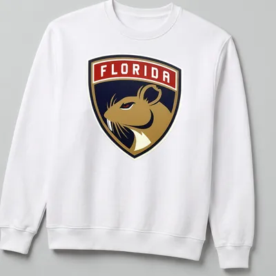 Emblematic Florida Panthers Rat t-shirt featuring bold colors and logo style — printed on a unisex sweatshirt