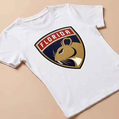 Emblematic Florida Panthers Rat t-shirt featuring bold colors and logo style — printed on a women's shirt