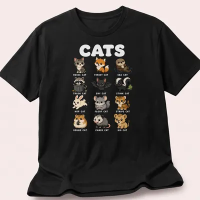 Kawaii cartoon cats with funny nicknames in pastel colors