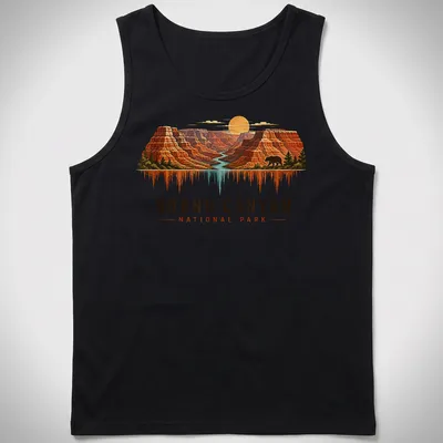 Vintage illustration of Grand Canyon National Park with warm colors — printed on a tank top