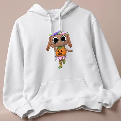 Kawaii Dandy Bassie in Halloween costume with colorful details — printed on a unisex hoodie