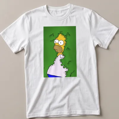 Cartoon of Homer Simpson hiding in bushes with the phrase 'Man In Bush' above