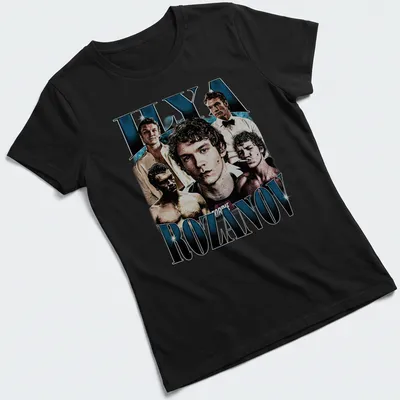Vintage bootleg-style shirt featuring Ilya Rozanov in black, white, and blue — printed on a women's shirt