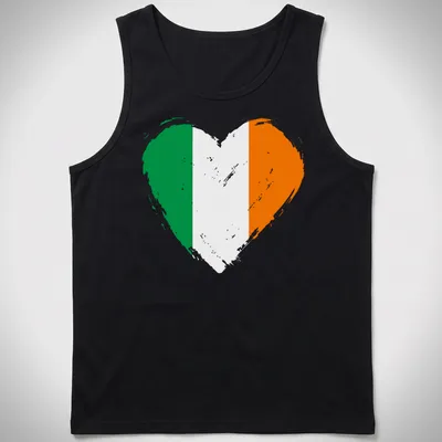 Distressed heart design featuring the Irish flag colors: green, white, and orange. — printed on a tank top