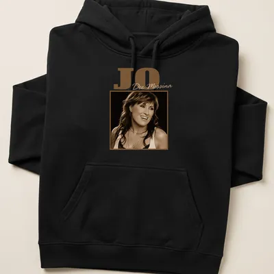 Vintage sepia Jo Dee Messina t-shirt featuring her name in stylish lettering — printed on a unisex hoodie