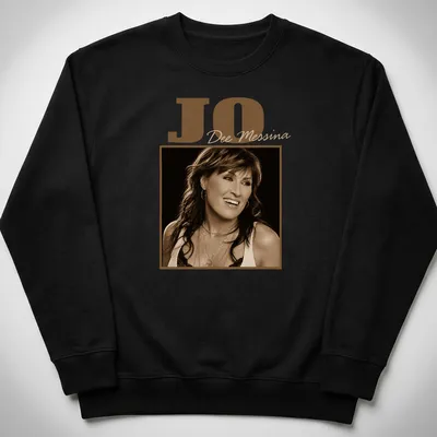 Vintage sepia Jo Dee Messina t-shirt featuring her name in stylish lettering — printed on a unisex sweatshirt