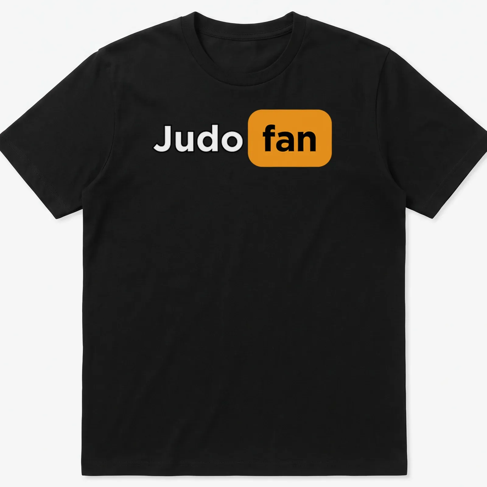 Bold typography Judo fan t-shirt in black, orange, and white — printed on a unisex t-shirt