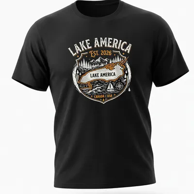 Vintage badge style shirt with Lake America and established date
