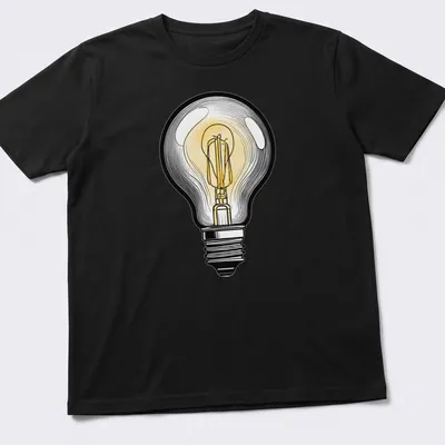 Detailed illustration of a lightbulb with the text JUST A LIGHTBULB