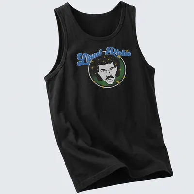 Retro print featuring Lionel Richie in vibrant colors — printed on a tank top