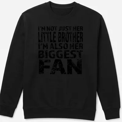 Distressed typography t-shirt for little brothers, black and white print — printed on a unisex sweatshirt