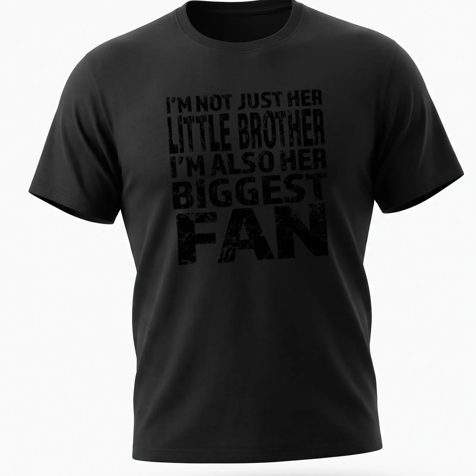 Distressed typography t-shirt for little brothers, black and white print — printed on a unisex t-shirt