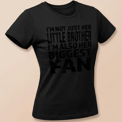 Distressed typography t-shirt for little brothers, black and white print — printed on a women's shirt