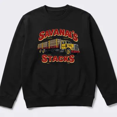 Vintage logging truck design with bold text about hustle and hard work — printed on a unisex sweatshirt