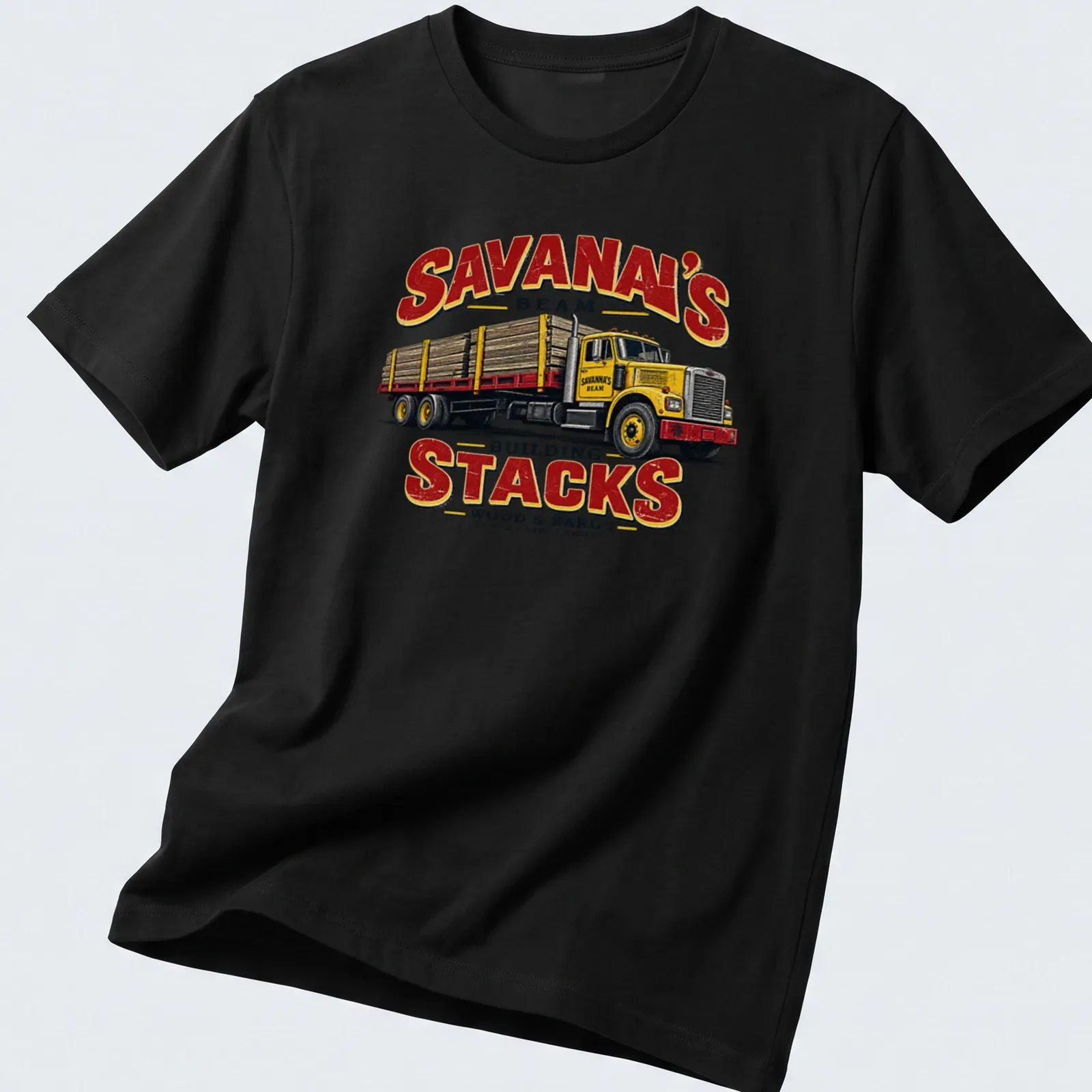 Vintage logging truck design with bold text about hustle and hard work — printed on a unisex t-shirt