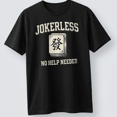 Vintage distressed tee featuring a Mah Jongg tile and the phrase Jokerless No Help Needed