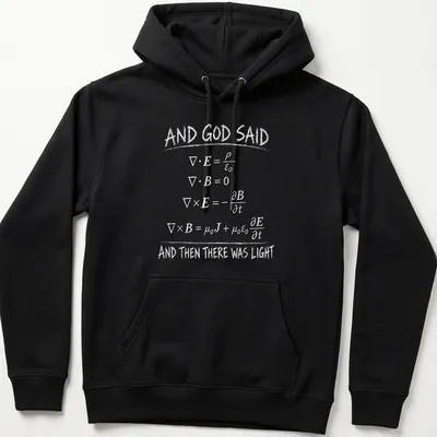 Typography design featuring Maxwell's Equations and inspirational text — printed on a unisex hoodie