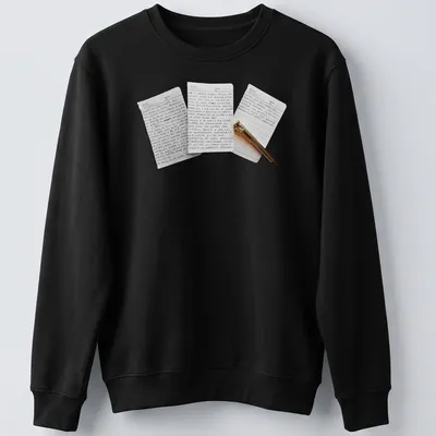 Handwritten farewell letter by Messi printed in black on a white — printed on a unisex sweatshirt