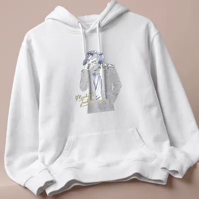 Glamorous Michael Jackson t-shirt featuring elegant lettering in gold and blue — printed on a unisex hoodie