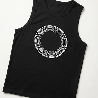 Minimalist design featuring concentric rings in black and white — printed on a tank top