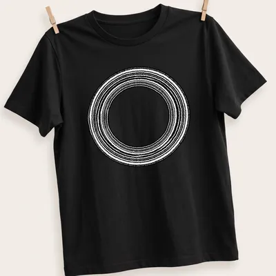 Minimalist design featuring concentric rings in black and white