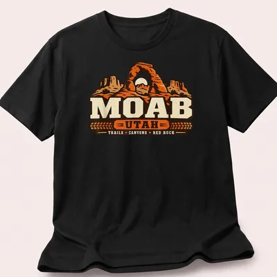 Vintage retro Moab Utah shirt featuring canyons and an arch design