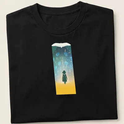 Minimalist Nausicaa silhouette in an enchanted forest with colorful elements