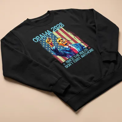 Vibrant pop art of Barack Obama with playful text about 2028. — printed on a unisex sweatshirt