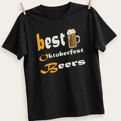 Cartoon beer mug with the text best Oktoberfest Beers in orange, white, and yellow.