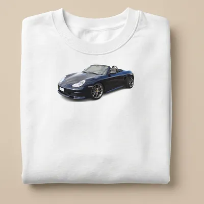 Realistic print of a Porsche Boxster 986S in black, silver, and gray — printed on a unisex sweatshirt