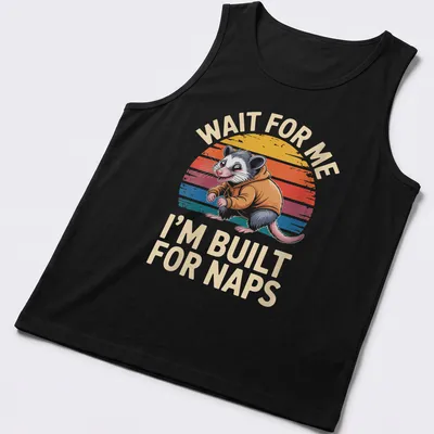 Vintage retro t-shirt featuring a possum and the phrase about naps in bright colors. — printed on a tank top