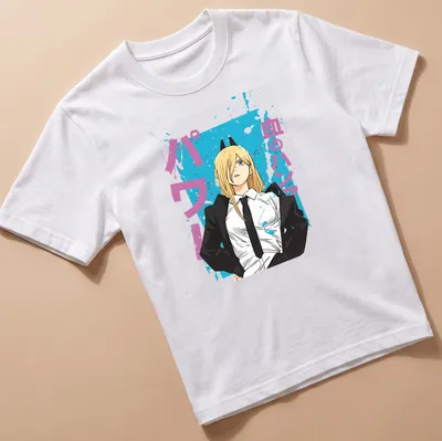 Anime style shirt featuring a powerful character with bold color palette