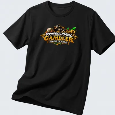 Bold design featuring the text 'Professional Gambler Stock Trader' in vibrant colors