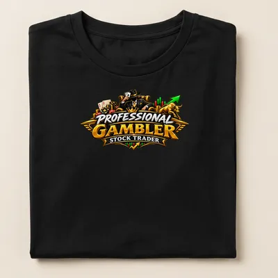 Bold design featuring the text 'Professional Gambler Stock Trader' in vibrant colors — printed on a women's shirt