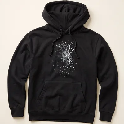 Illustrative line art of a quokka head with a butterfly above it in black and white — printed on a unisex hoodie