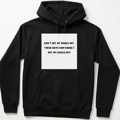 Boldly printed humorous t-shirt with black text on white background — printed on a unisex hoodie