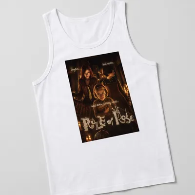 Dark atmospheric t-shirt featuring Rule of Rose characters with whimsical text. — printed on a tank top