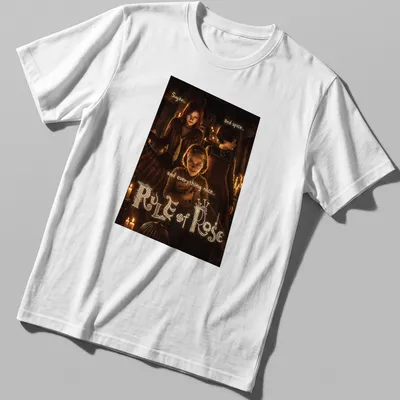 Dark atmospheric t-shirt featuring Rule of Rose characters with whimsical text.