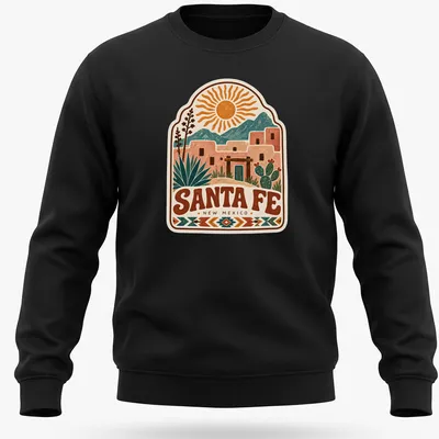 Vintage southwestern Santa Fe landscape t-shirt featuring rich colors — printed on a unisex sweatshirt