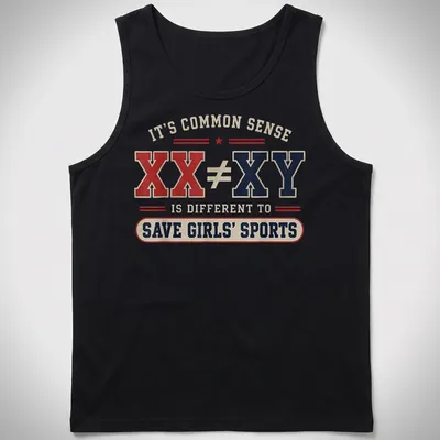 Vintage distressed t-shirt with bold text on the importance of girls' sports — printed on a tank top
