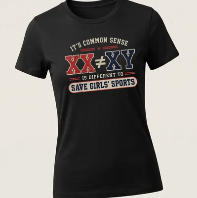 Vintage distressed t-shirt with bold text on the importance of girls' sports — printed on a women's shirt