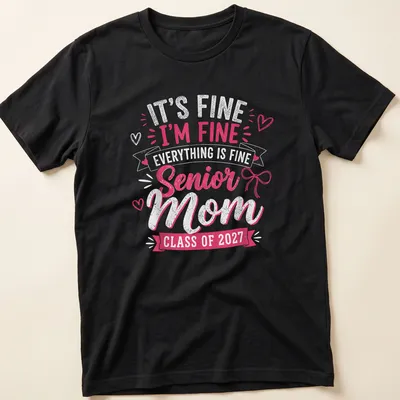 Playful typography senior mom t-shirt for Class of 2027 graduation
